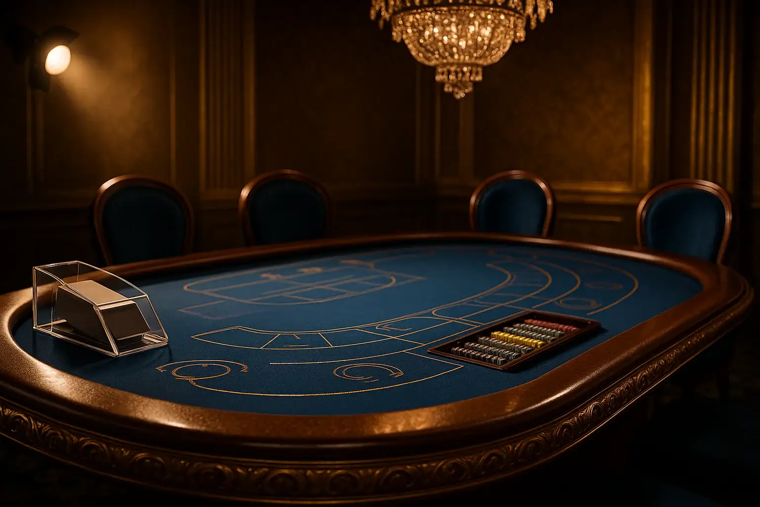 Hyperrealistic wide shot of premium live baccarat studio in the Philippines